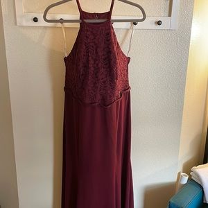 David’s Bridal Wine High Neck Bridesmaid Dress (size 20)